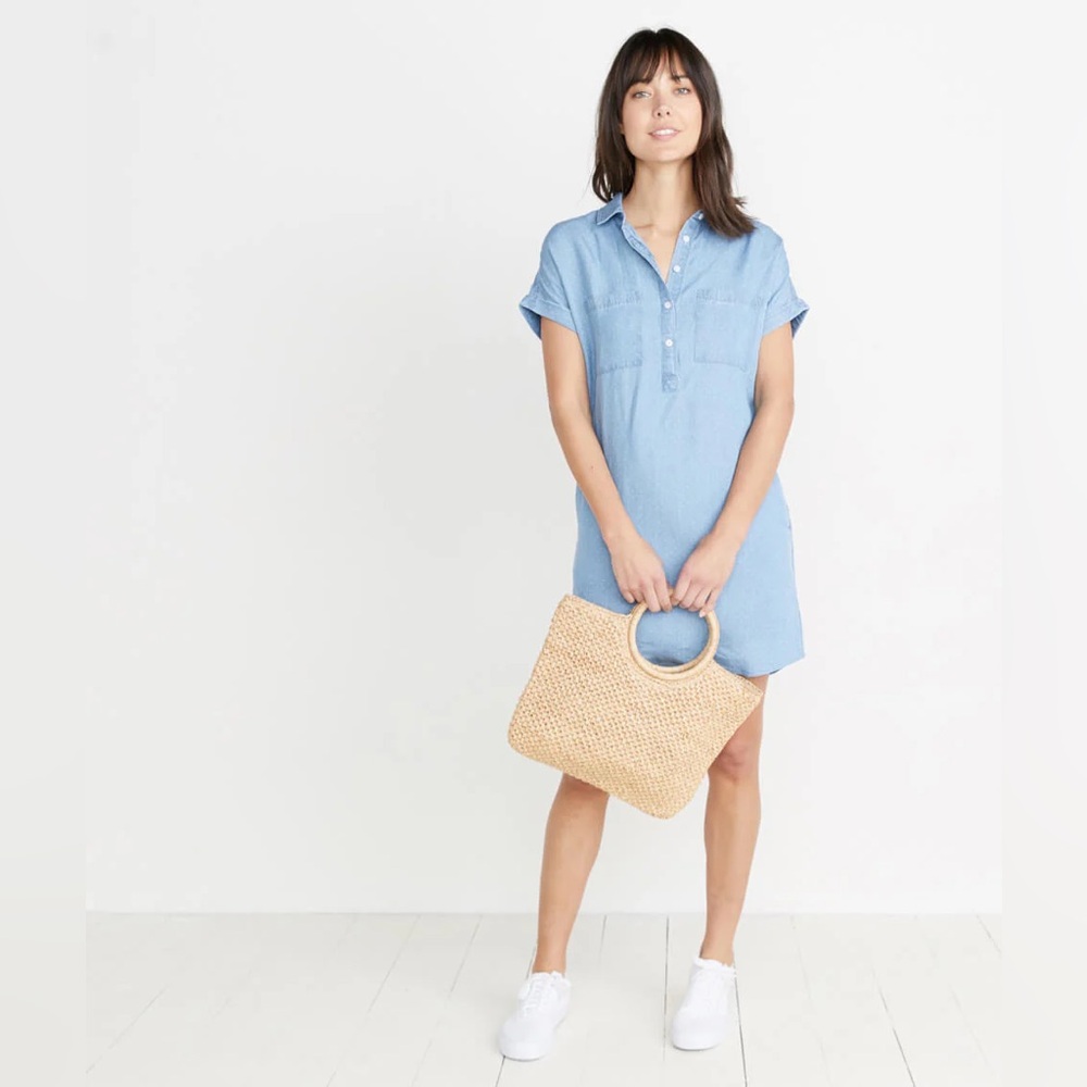 Marine Layer Light Blue Chambray Shirt Dress